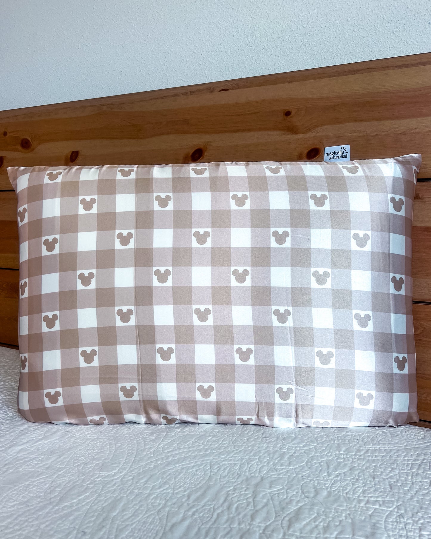 Beige Gingham Pillowcase