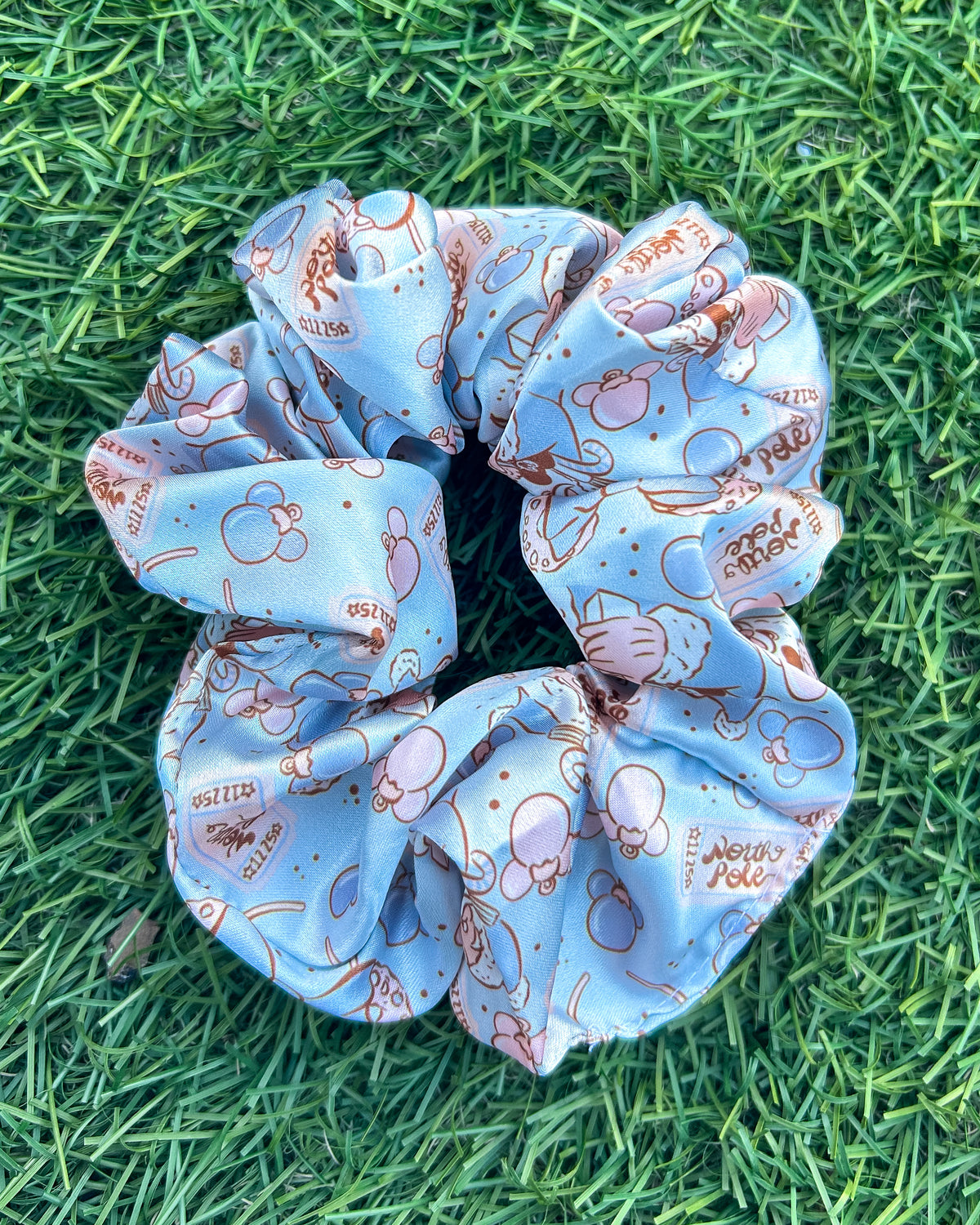 Blue Santa Magic Satin Scrunchie