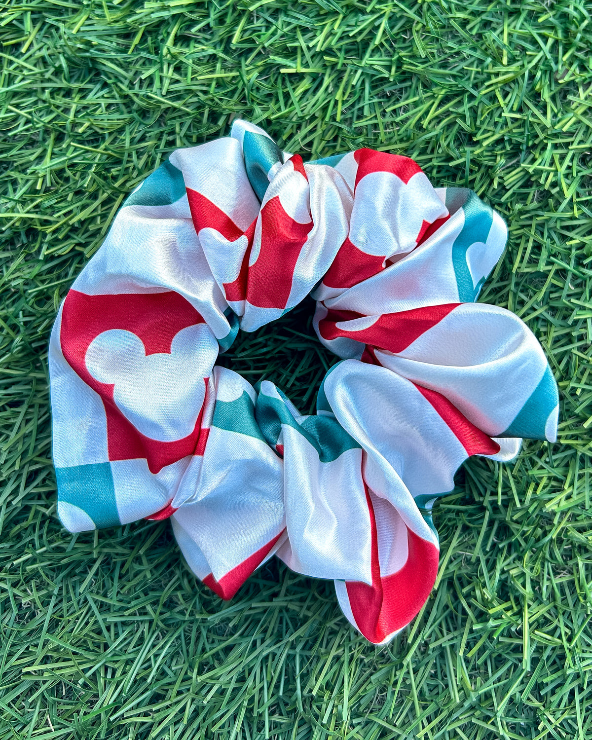 Holiday Checkers Satin Scrunchie
