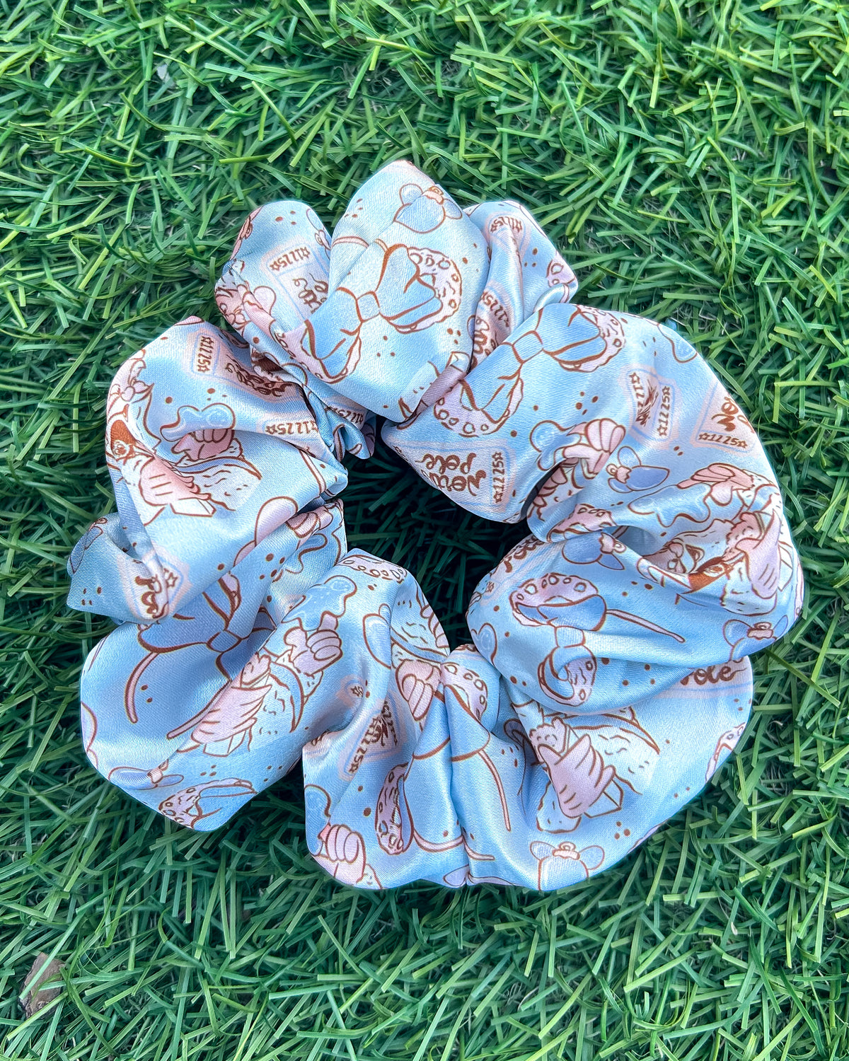 Blue Santa Magic Satin Scrunchie